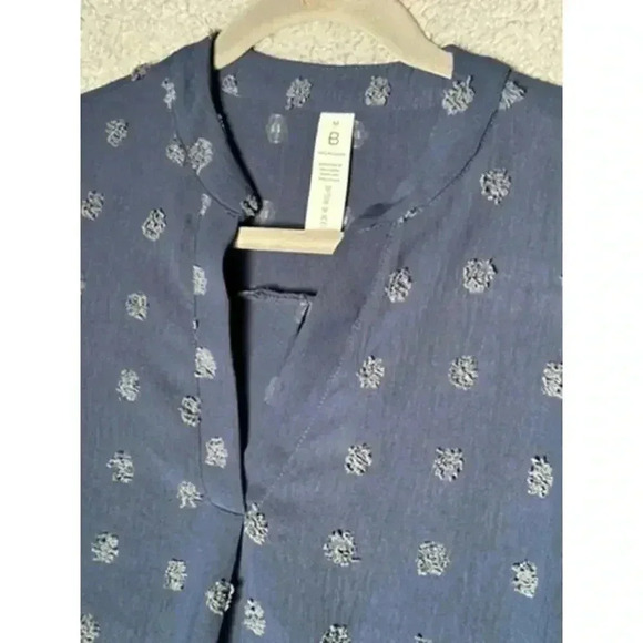 Women's Blue Polkadot BohoTunic Blouse V-Neck‎ - Medium - Picture 6 of 7